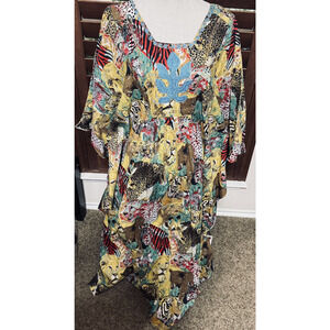 Kaftan African Womens Dress Long Safari Jungle Animals Ethnic Heritage XL